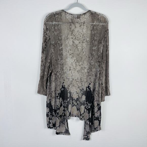 Catherines Plus Size 2X Open Knit Kimono Open Layering Top Tan Brown - Picture 2 of 3